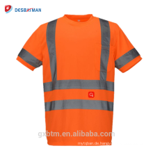 Großhandel 100% Polyester Gestrickte Birdeye Mesh Stoff Hohe Sichtbarkeit Reflektierende Sicherheit Arbeit T-shirt Für Männer